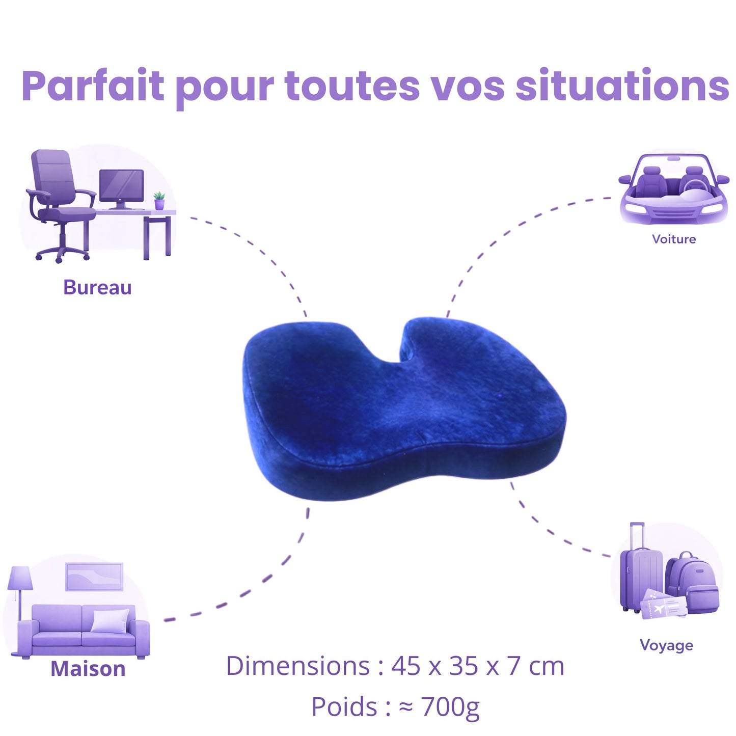 Coussin en U pour soulager le dos – Posturia™️